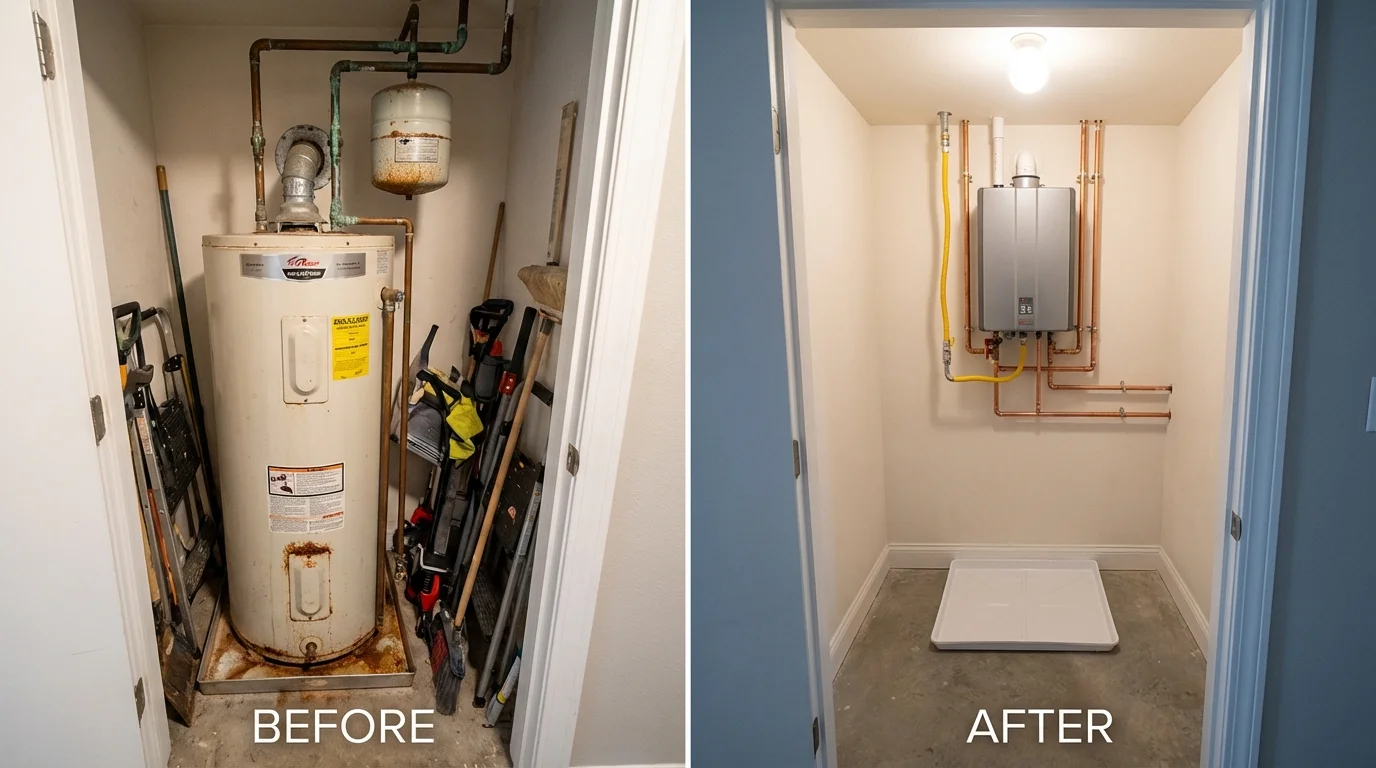 Tank water heater versus wall-mounted tankless unit comparison for Warrensburg, NY homeowners